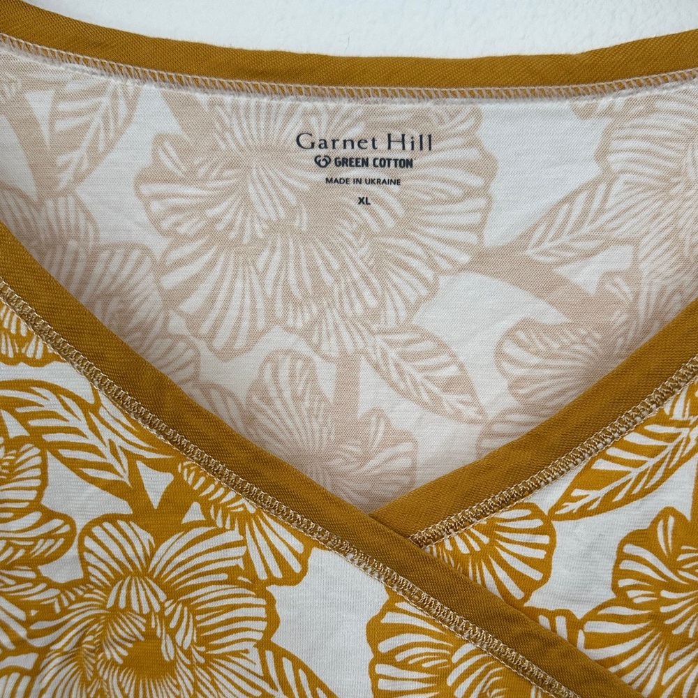 Garnett Hill Organic Cotton Floral Wrap Dress Yellow White spring summer XL soft - Picture 2 of 6